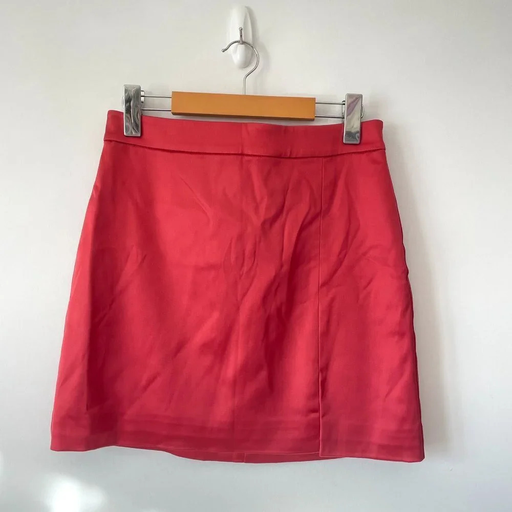 Aritzia Wilfred Satin Patio Mini Skirt Rosy Red Size 6 - Picture 6 of 10